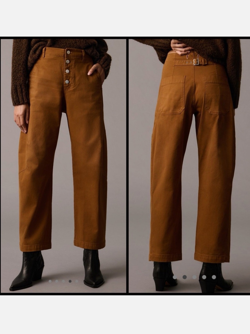 The Arin Mid-Rise Button-Front Barrel Pants by Pilcro